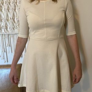 Topshop Small Cream Textured Skater Dress